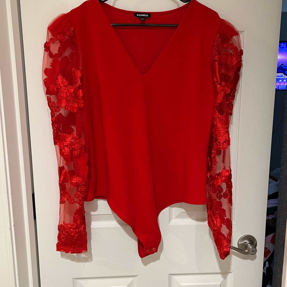 Long sleeve bodysuit red size XL